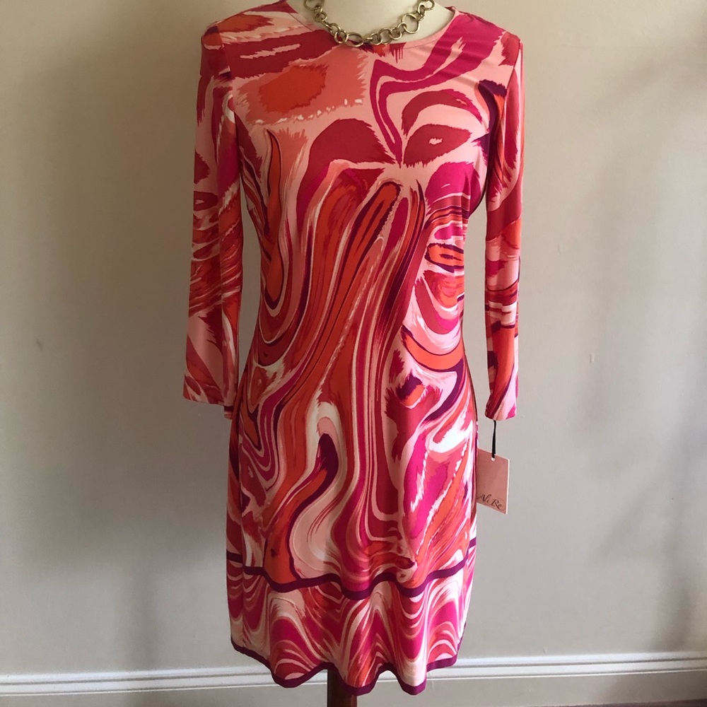 NWT Ali Ro Coral print Size 6 Jersey Dress